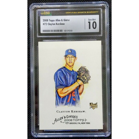2008 Topps Allen & Ginter #72 Clayton Kershaw - Rookie Card - CSG: 10 Gem Mint - Picture 1 of 2